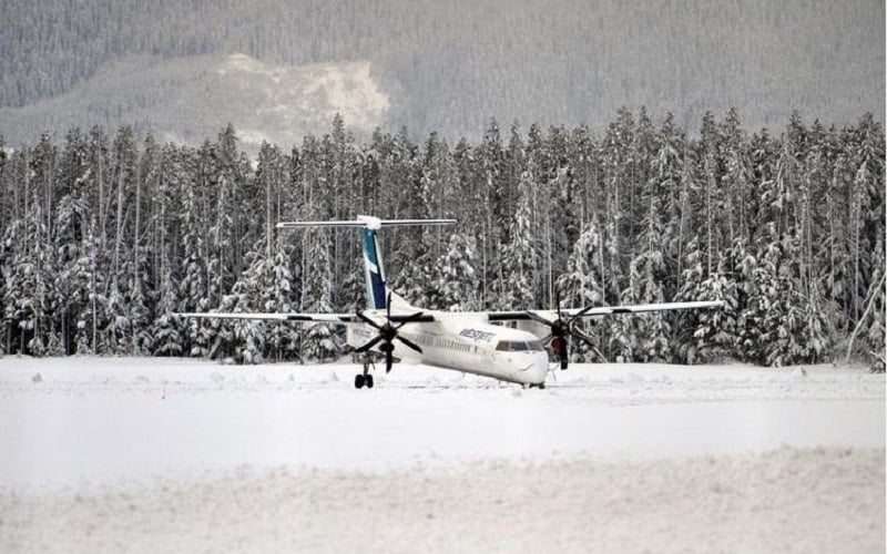 Nose Gear of a Westjet Aircraft Partially Collapses on Landing